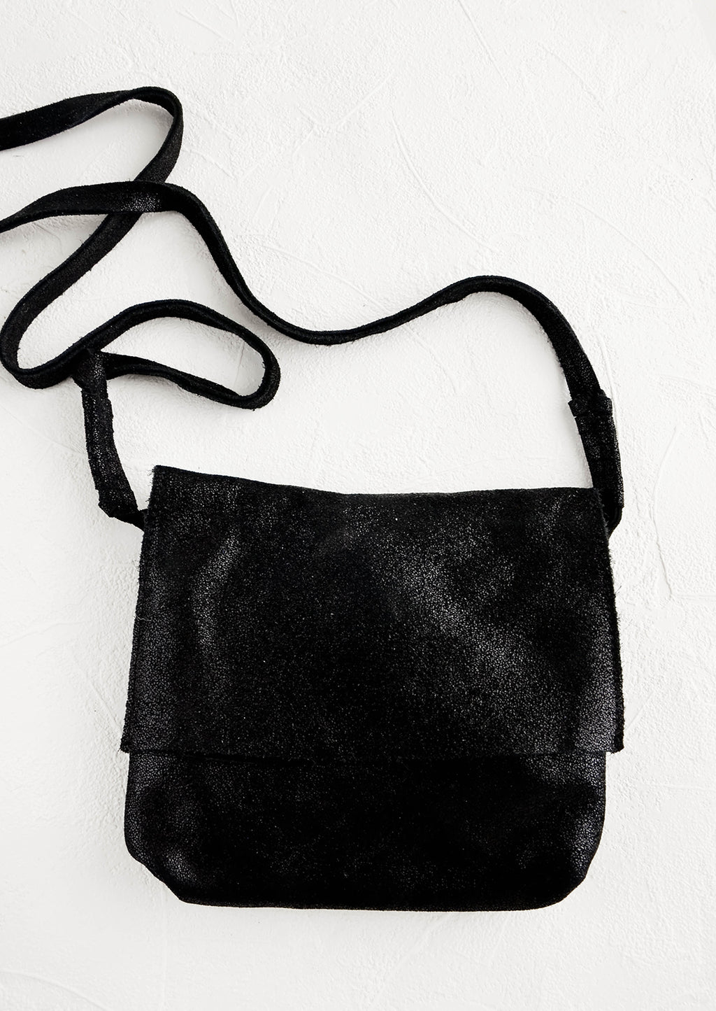 Black: Shimmer Leather Crossbody Bag