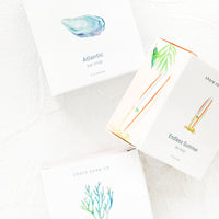 2: Square box packaging for bar soaps with nautical inspired designs