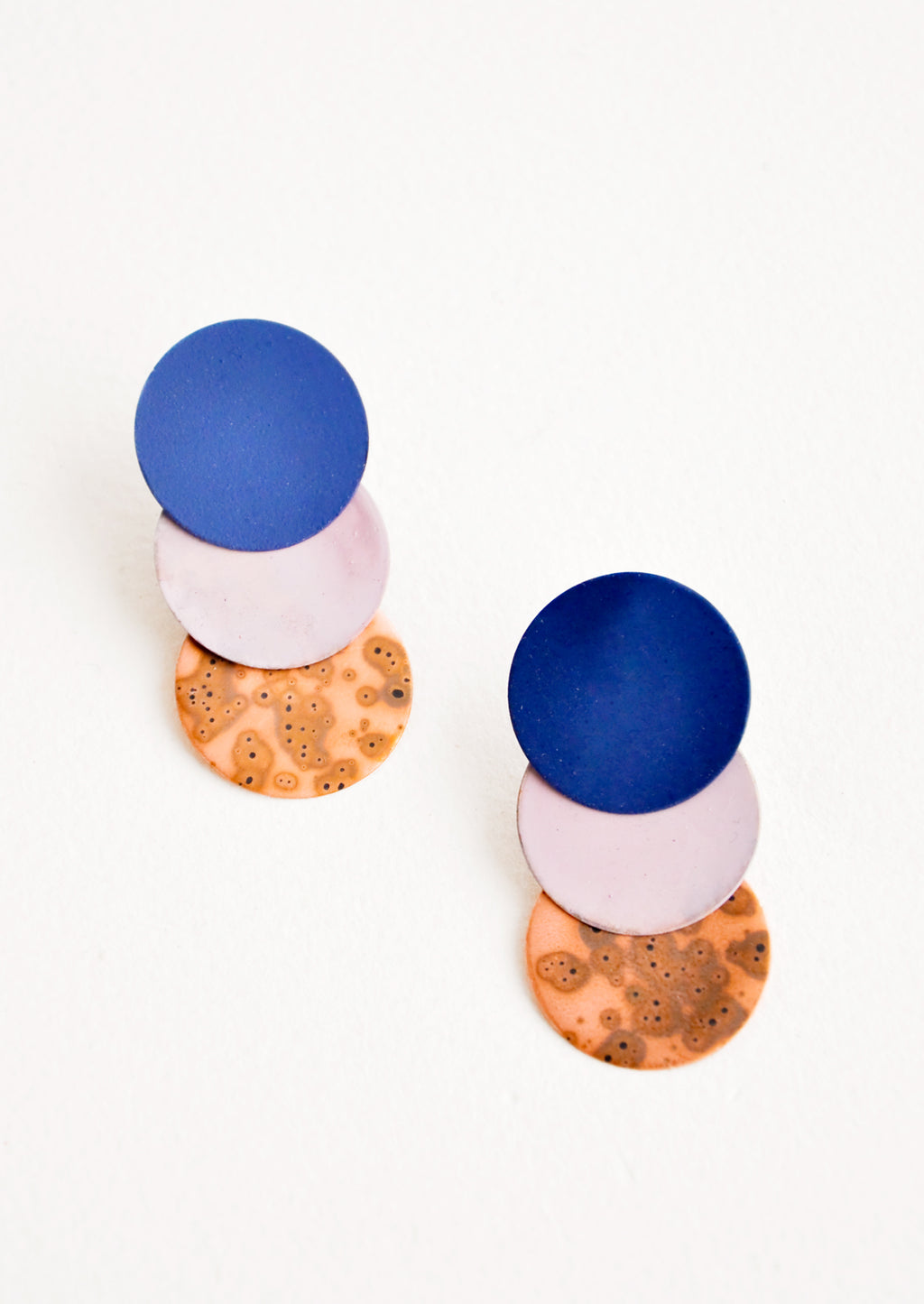 Rose / Navy / Copper: Twiggy Earrings in Rose / Navy / Copper - LEIF