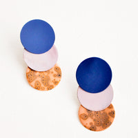 Rose / Navy / Copper: Twiggy Earrings in Rose / Navy / Copper - LEIF