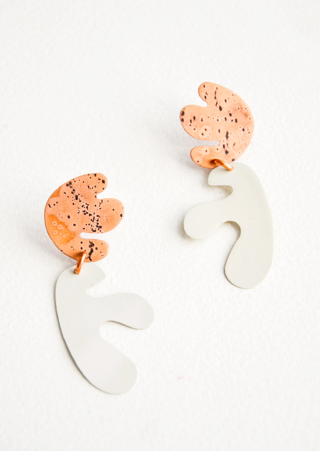 Cream / Spotted Copper: Seaweed Cut Out Earrings in Cream / Spotted Copper - LEIF