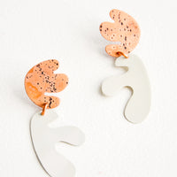 Cream / Spotted Copper: Seaweed Cut Out Earrings in Cream / Spotted Copper - LEIF