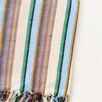 Sky Multi / Bath Towel: Colorful Stripe Patterned Cotton Turkish Bath Towel in Blue Multi