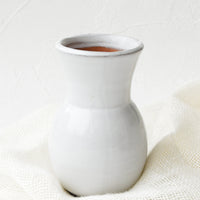 Mini [$14.99]: Glossy white ceramic vase with wide bottom and tapered top