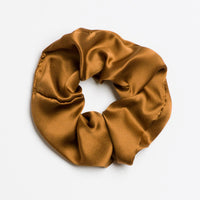 Chestnut: A silk scrunchie in brown.