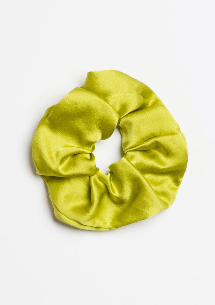 A silk scrunchie in chartreuse.