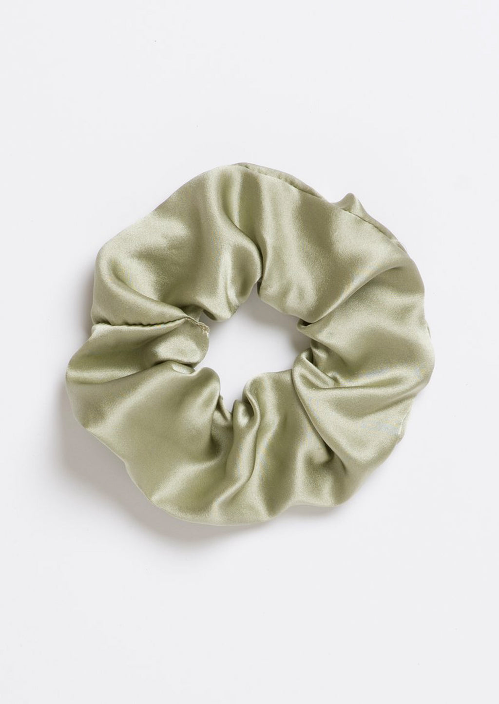 Pale Sage: A silk scrunchie in mint.