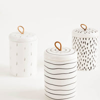 1: Sketchwork Ceramic Jars with Leather Tie - LEIF
