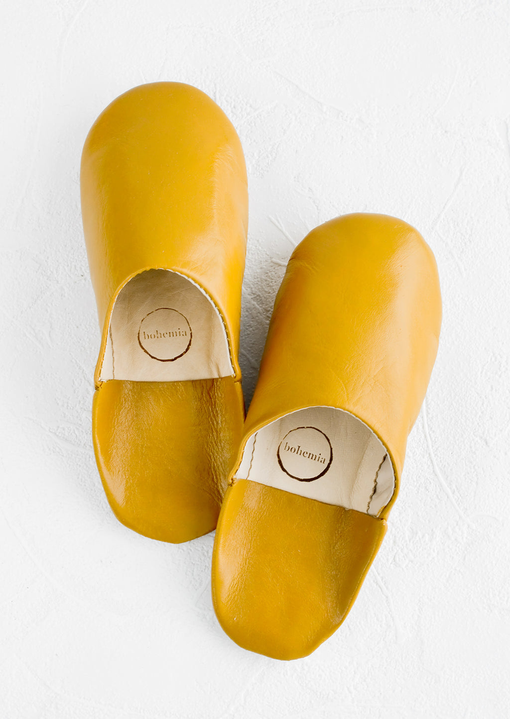 Mustard / Small: Moroccan Leather Slippers