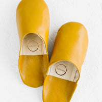 Mustard / Small: Moroccan Leather Slippers