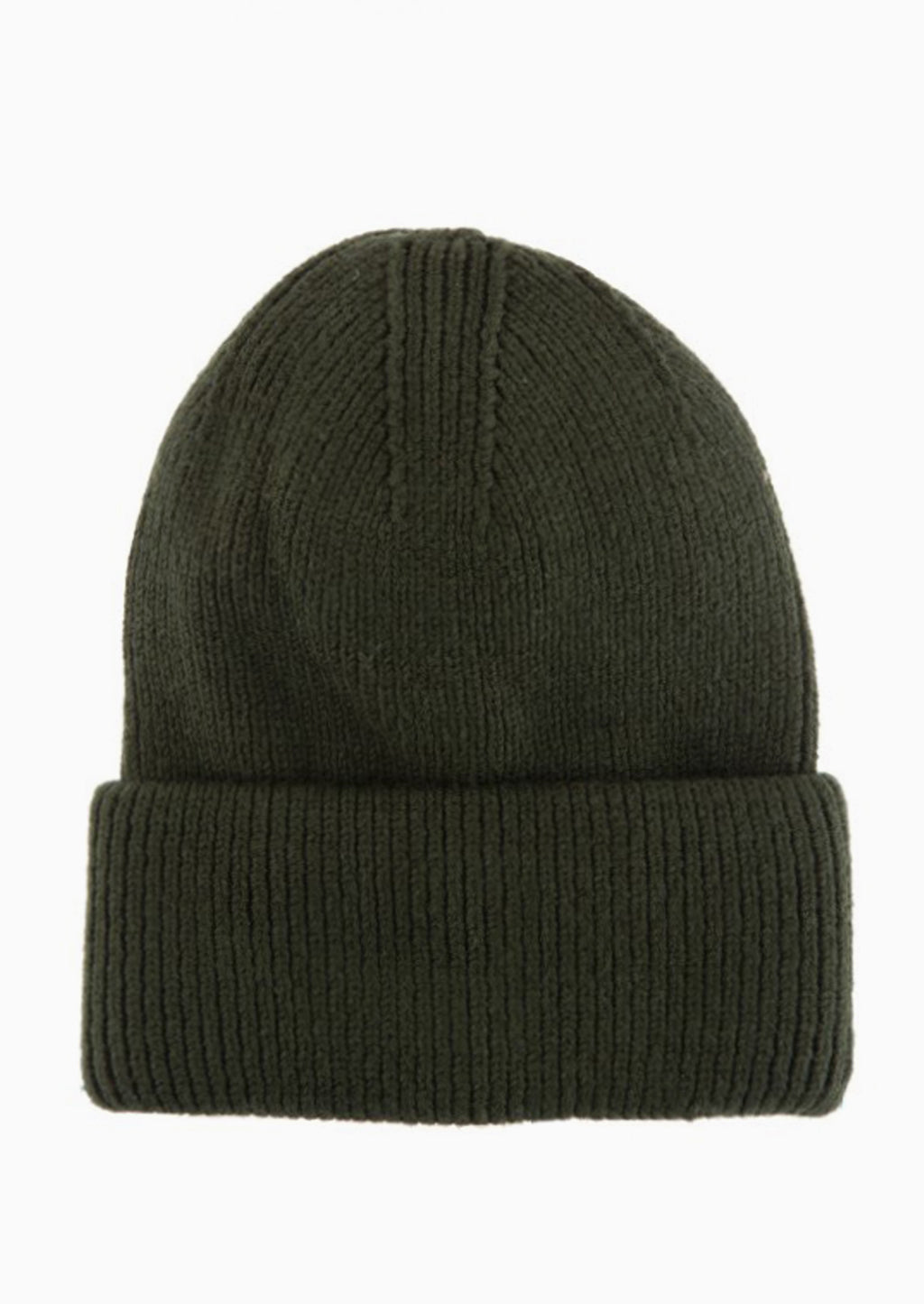 Willow: A knit beanie with oversized cuff in willow green.