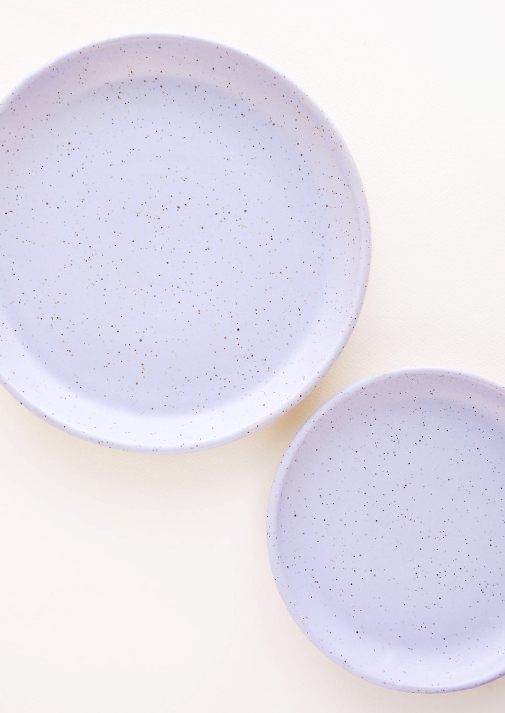 Wisteria / Salad Plate: A pair of Lavender Colored Speckled Ceramic Salad & Dinner Plates.