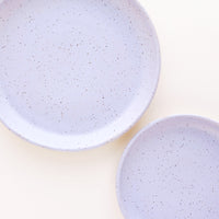 Wisteria / Salad Plate: A pair of Lavender Colored Speckled Ceramic Salad & Dinner Plates.