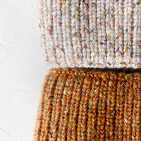 3: Rib knit yarn with multicolor speckles.