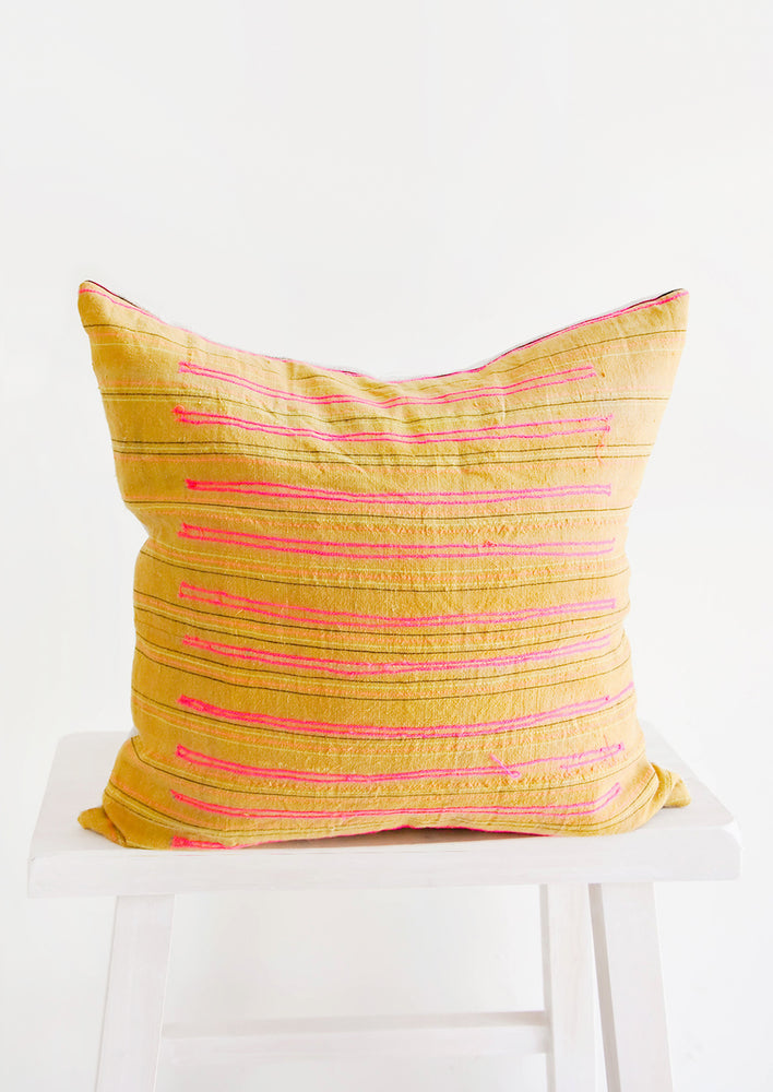 1: Stitch Stripe Pillow in Ochre in  - LEIF