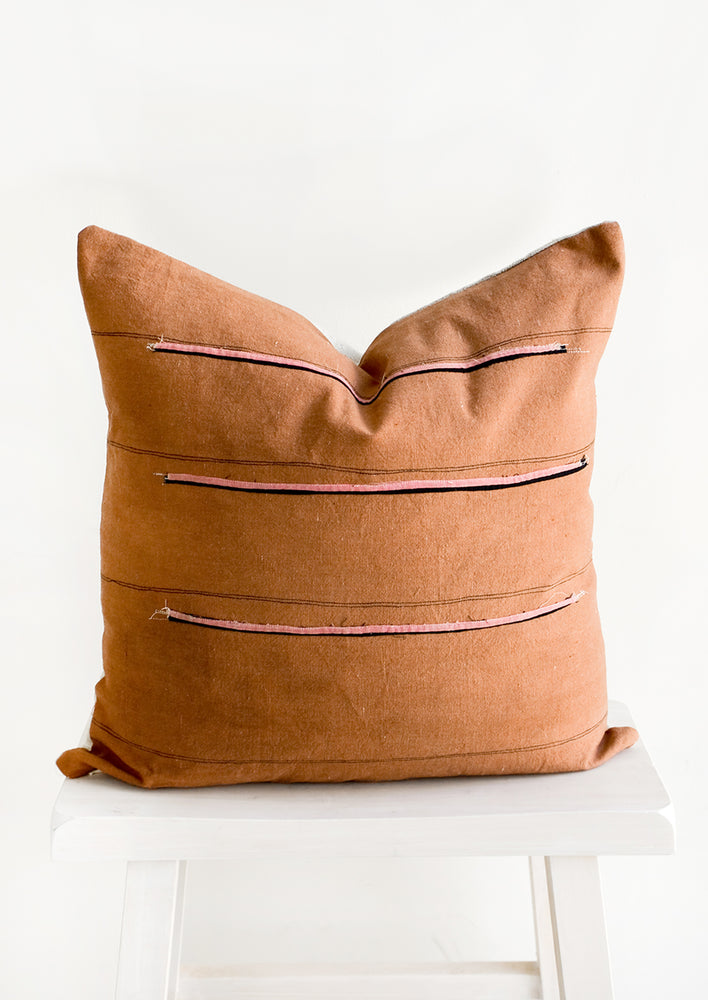 Stitch Stripe Pillow in Clay hover