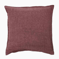 Fig: A solid linen pillow in fig purple.