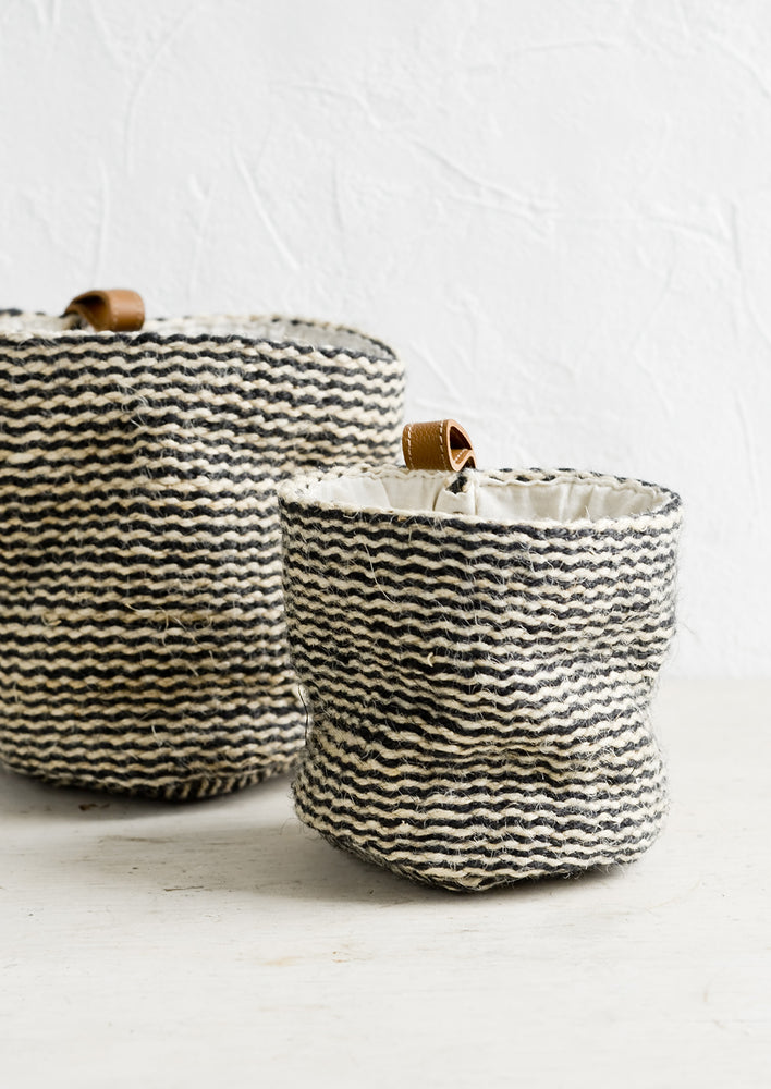 Striped Jute Hanging Wall Basket hover