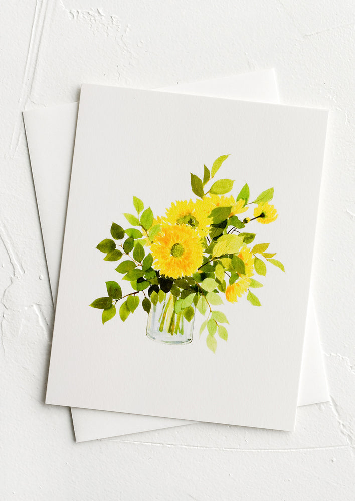 Sunflowers: A greeting card with illustration of sunflowers in a vase.
