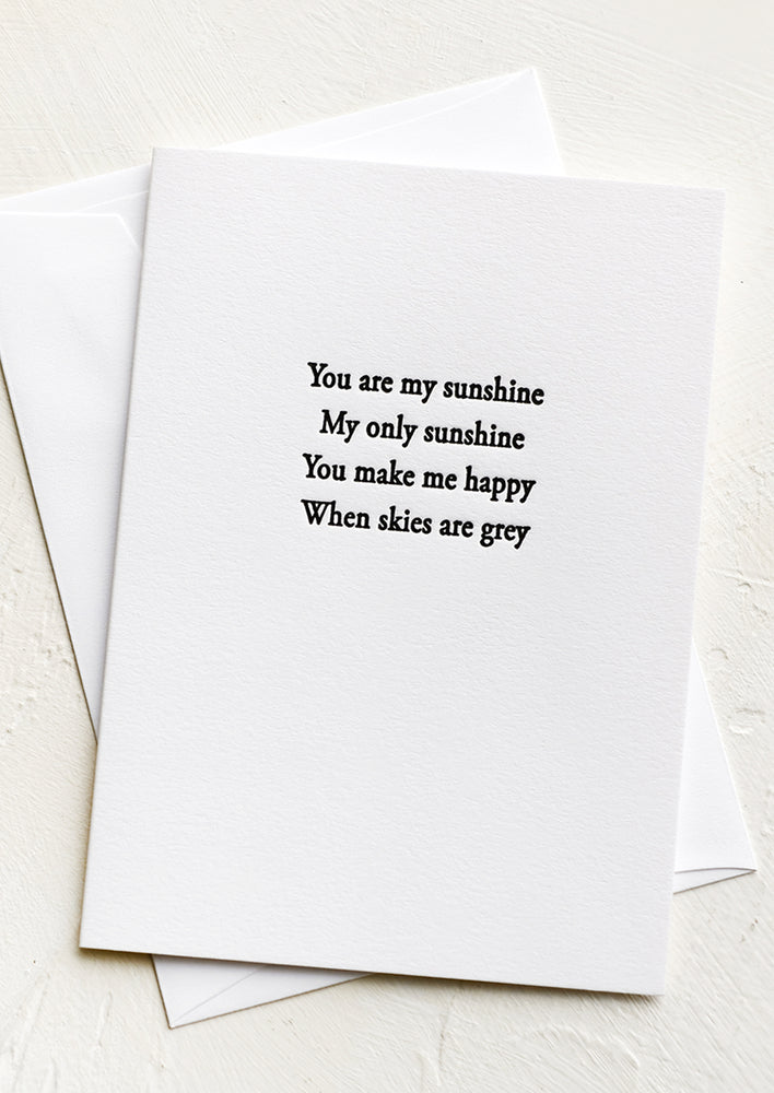 1: A greeting card with written lyrics of "my only sunshine" song.