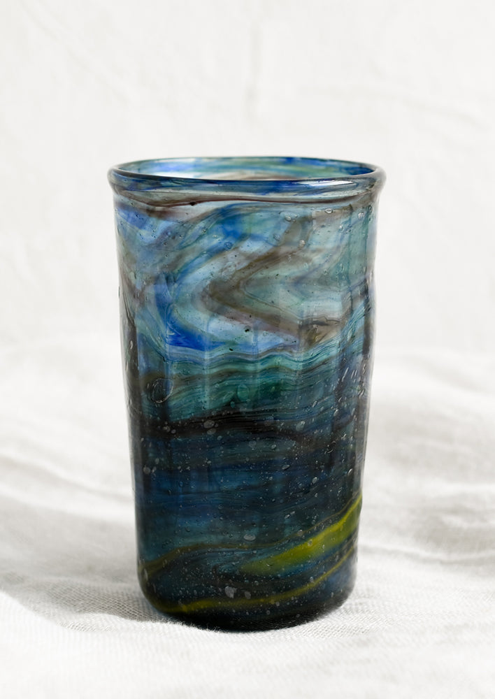 Marine: A glass tumbler in marine blue color.