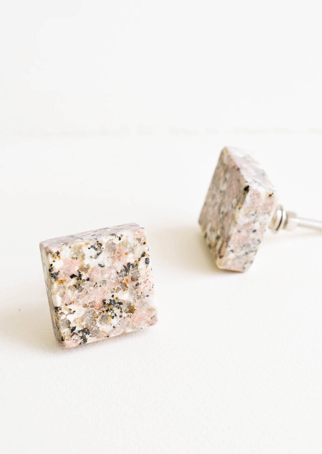 Pink Multi: Square stone knob with natural shades of pink, grey and white