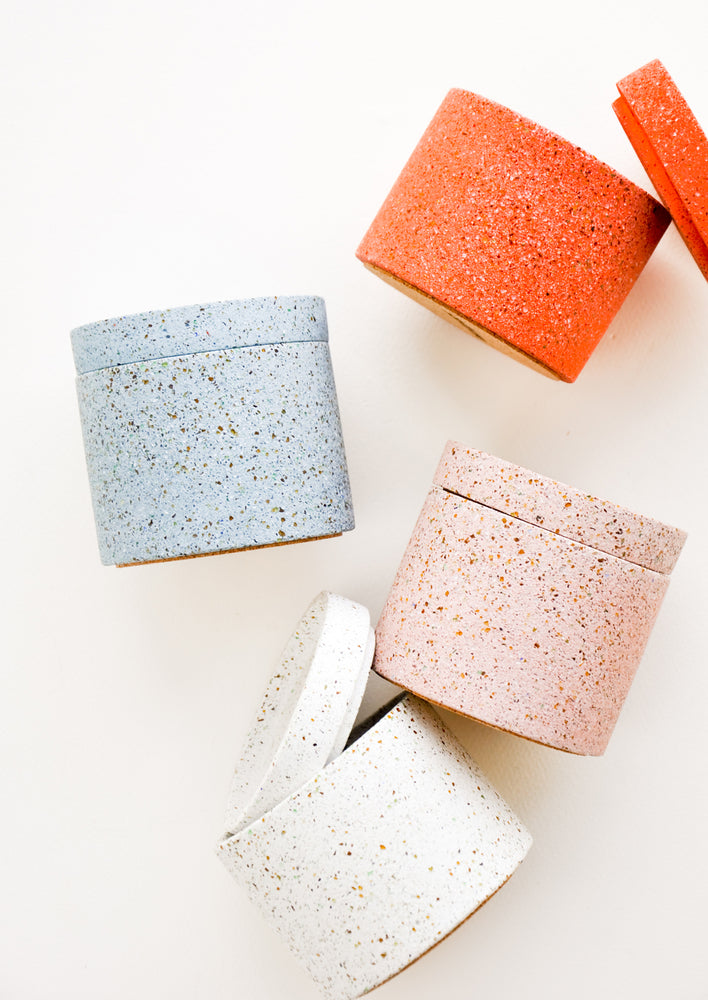 Colored Concrete Storage Jars with Speckled Glass Flecks