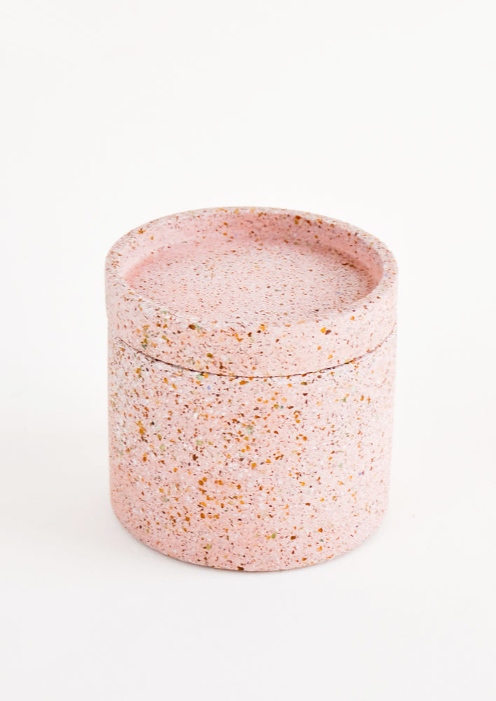 Dusty Pink Colored Concrete Storage Jars with Speckled Glass Flecks