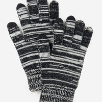 Black / White Spacedye: A colorblock pair of knit yarn gloves in black and white spacedye.