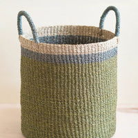 Olive Multi / Small: A tri tone storage basket with handles in olive.