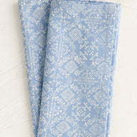 Powder Blue: A pair of blue napkins with white tile print.