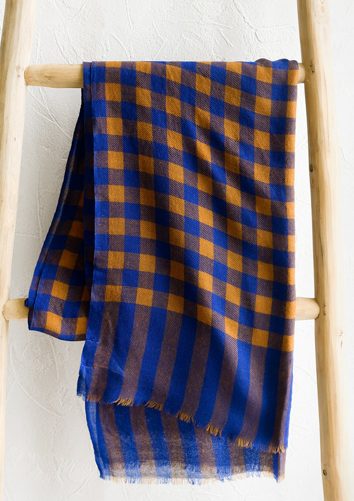 Two-Tone Gingham Wool Scarf