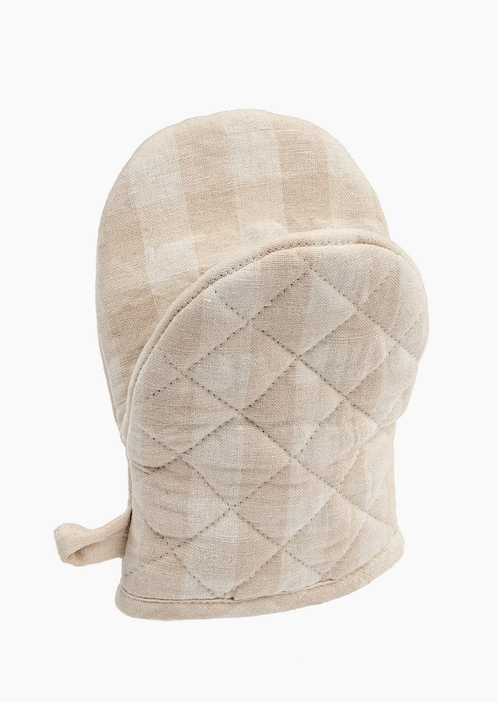 Pale Oat: A gingham oven mitt in pale oat colorway.