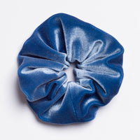 Forget Me Not: A velvet scrunchie in forget me not blue.