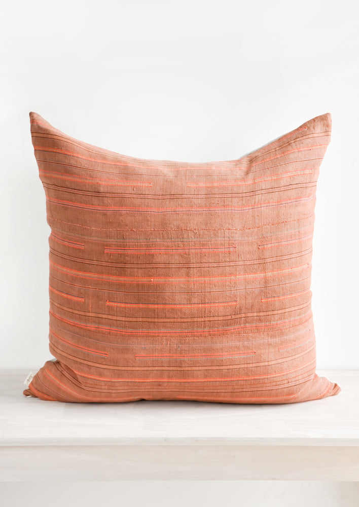 Thin Neon Stripe Pillow in Rust in  - LEIF