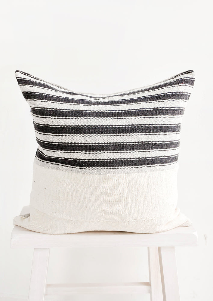 Karen Stripe Pillow in Ivory & Black