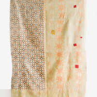 2: Reverse Side of Vintage Patchwork Kantha Quilt Yellow Tones - LEIF