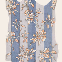 1: An antique inspired print with floral wallpaper design.