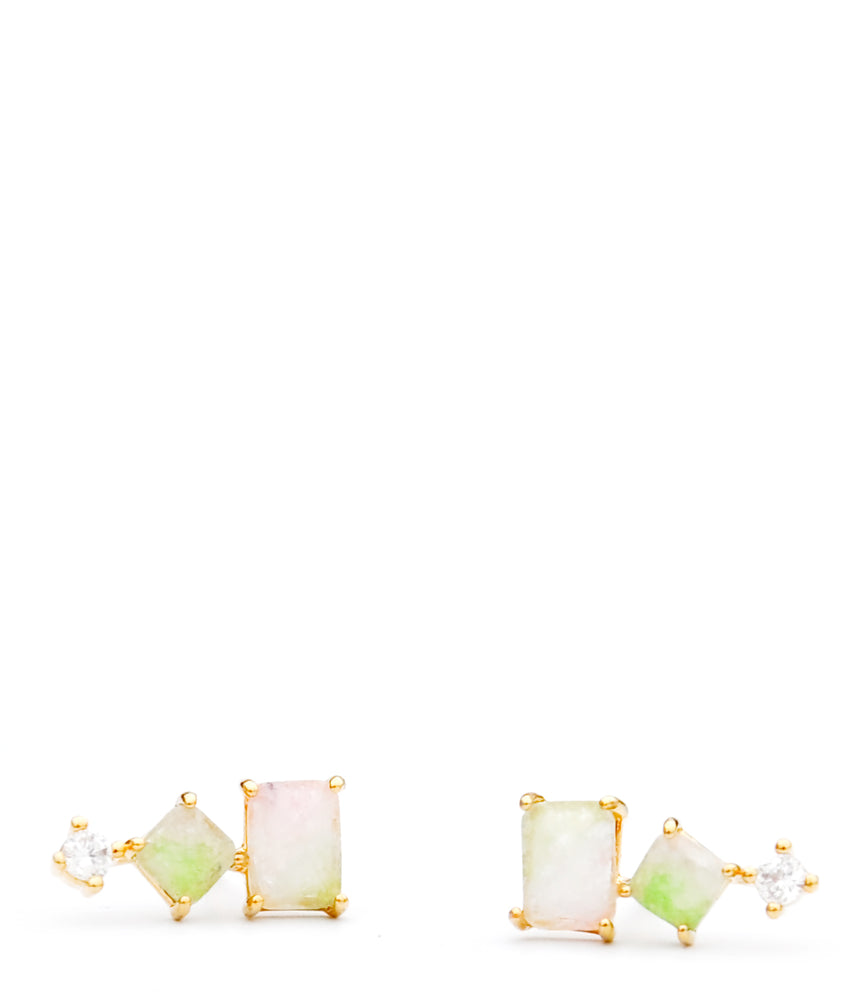 Stacked Watermelon Tourmaline Studs in  - LEIF
