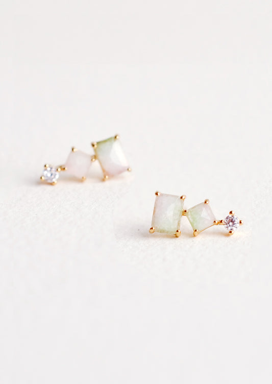 Stacked Watermelon Tourmaline Studs in  - LEIF