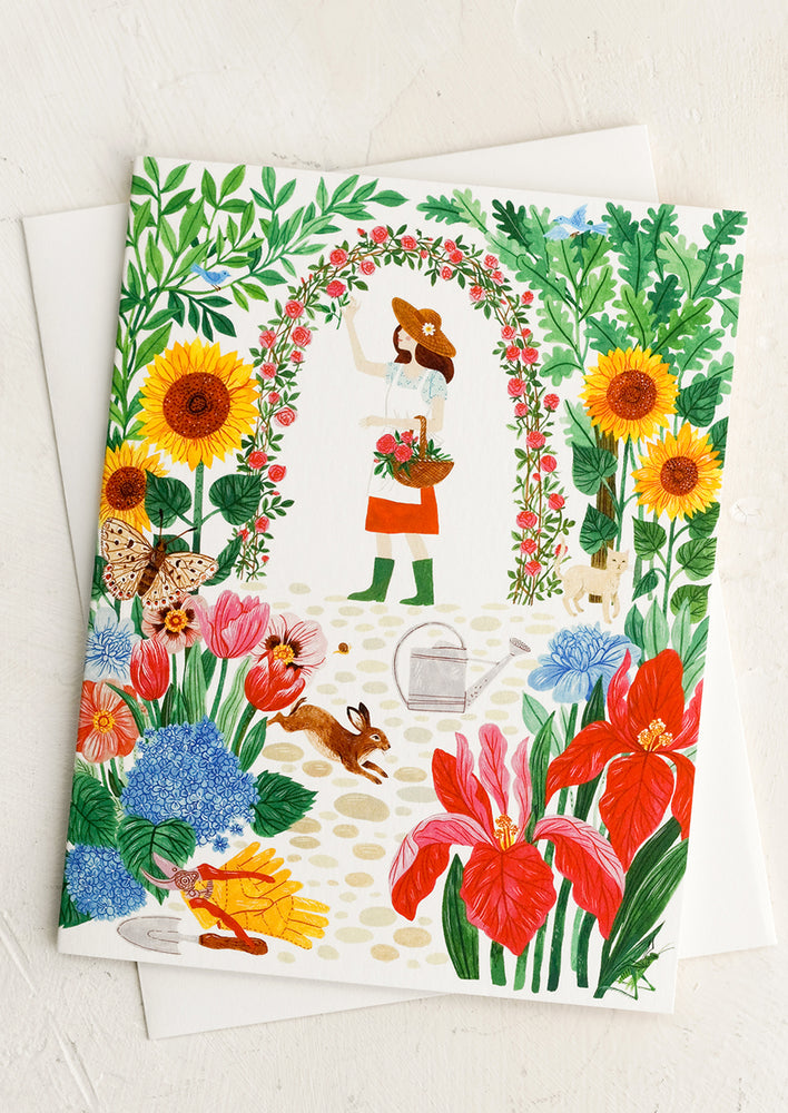 Whimsical Gardener Blank Card