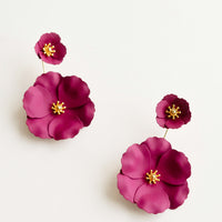 Blackberry: Two part berry and gold flower earrings with a small flower post and larger flower drop. 