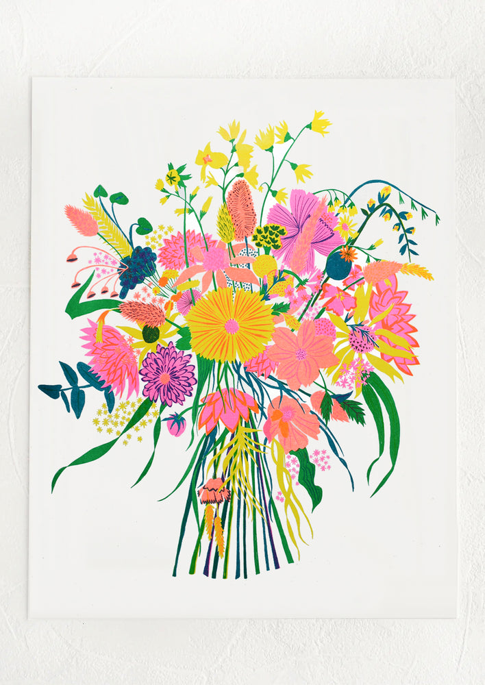 An art print with neon bouquet.
