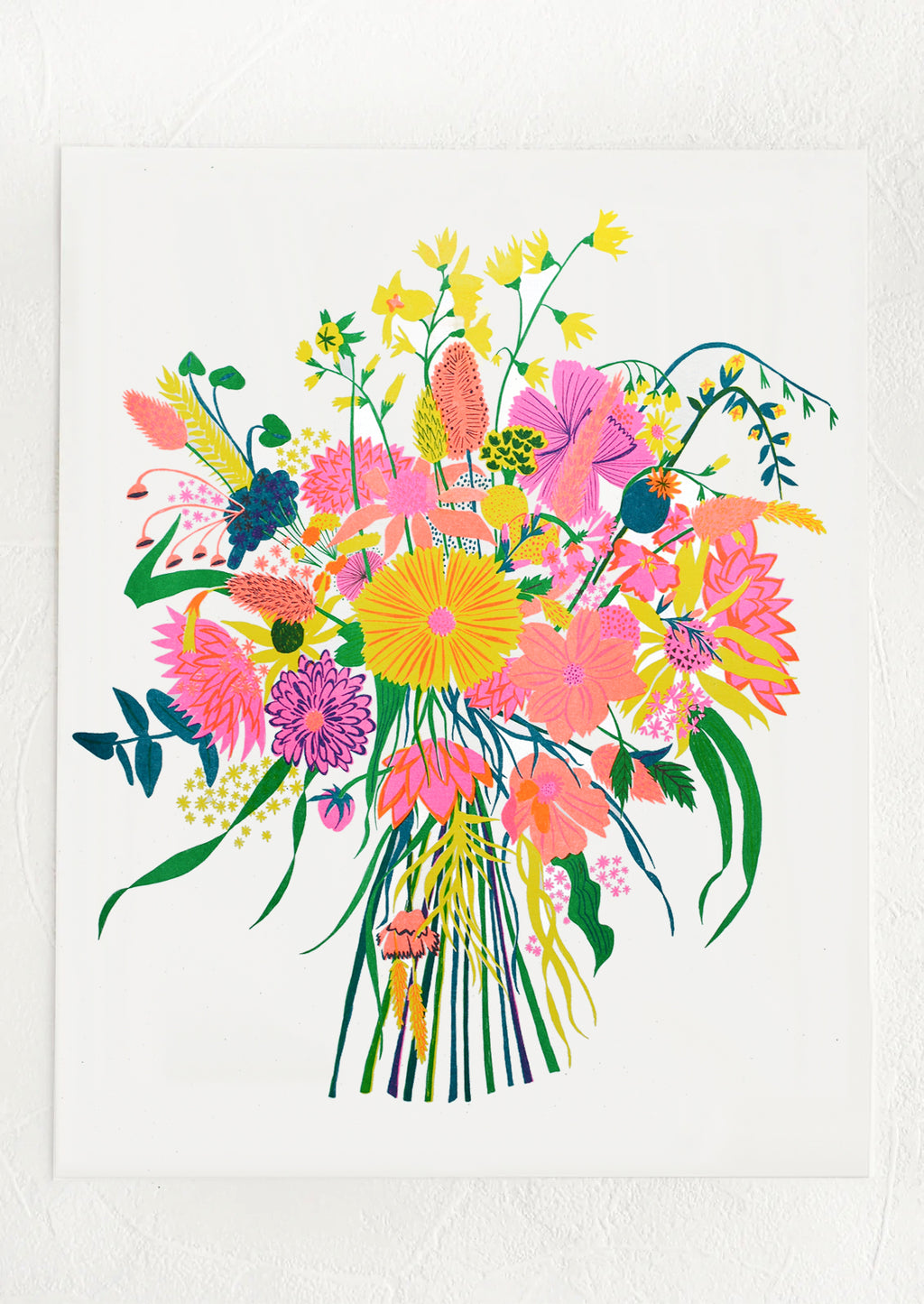 1: An art print with neon bouquet.