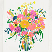 1: An art print with neon bouquet.