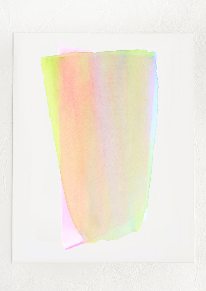 An abstract art print in pastel and neon shades.
