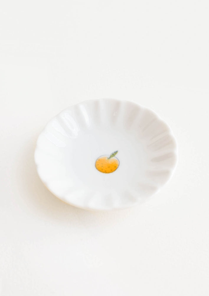 2: Scalloped Ceramic Mini Dish with Little Orange Fruit - LEIF